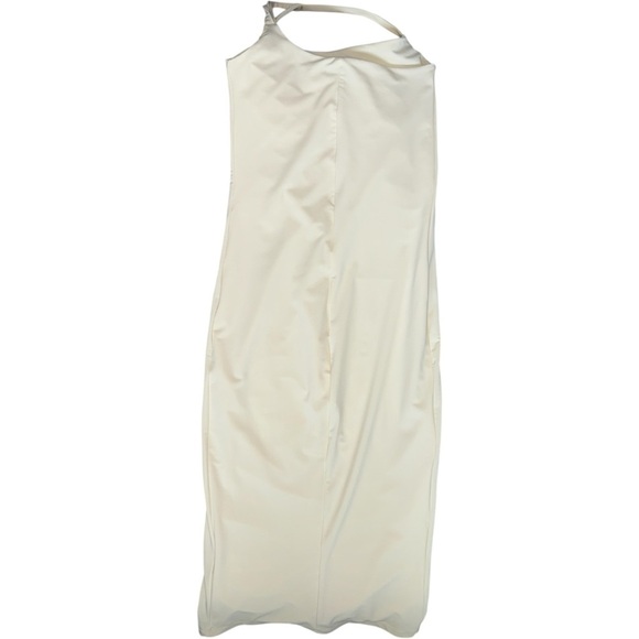 BUMPSUIT The Chloe Maternity Midi Dress | Cream Sleeveless Asymmetric Straps Med - Picture 3 of 7